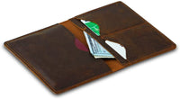 Magic Vosom Handmade Leather Passport Cover - Holder - with 2 Card Slots - Passport Case Brown