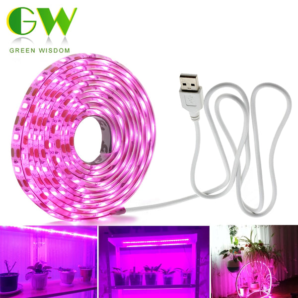 LED Grow Light Full Spectrum USB Grow Light Strip 0.5m 1m 2m 2835 DC5V LED Phyto Lamps for Plants Flowers Greenhouses Hydroponic